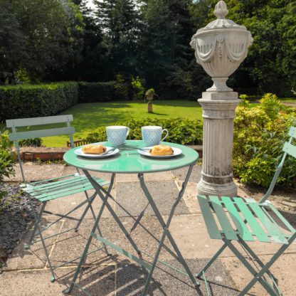 An Image of Padstow 2 Seater Sage Folding Bistro Set Green