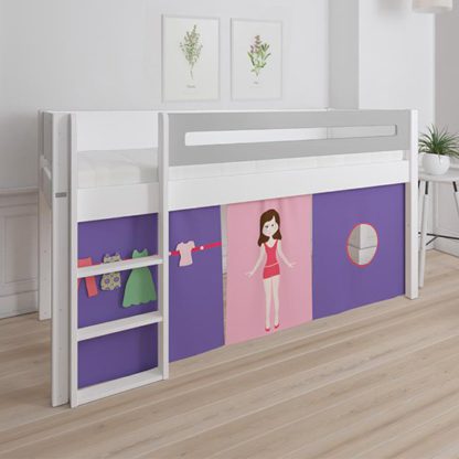 d4ee7c720409538b3234d37e9c53b08d071521d7ac2cd113aae5f255e2992b3f.jpg An Image of Morden Kids Mid Sleeper Bed In Silver Grey With Doll Curtain