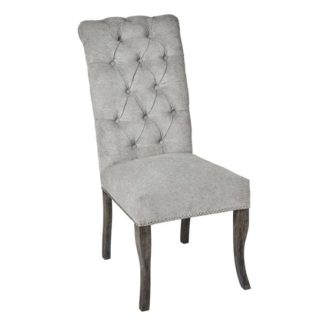 An Image of Hepton Ring Pull Fabric Dining Chair In Grey