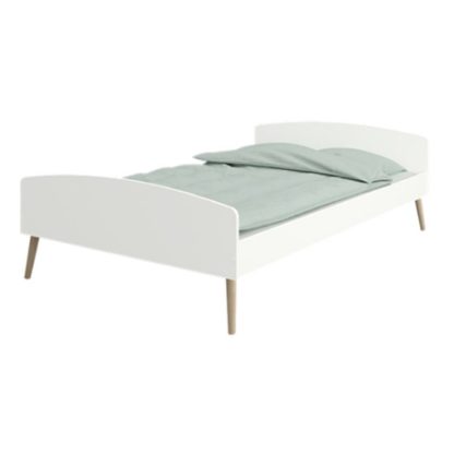 An Image of Softline Wooden Double Bed In Off White And Oak