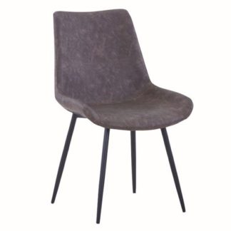 An Image of Imperia Fabric Upholstered Dining Chair In Dark Brown