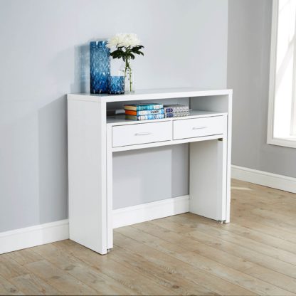 An Image of Regis White Hideaway Console Desk White