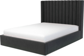 An Image of Cory King Size Ottoman Storage Bed, Ashen Grey Cotton Velvet