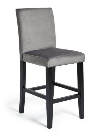 An Image of Habitat Winslow Velvet Bar Stool - Grey