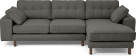 An Image of Content by Terence Conran Tobias Right Hand Facing Chaise End Sofa, Charcoal Grey Boucle with Dark Wood Leg