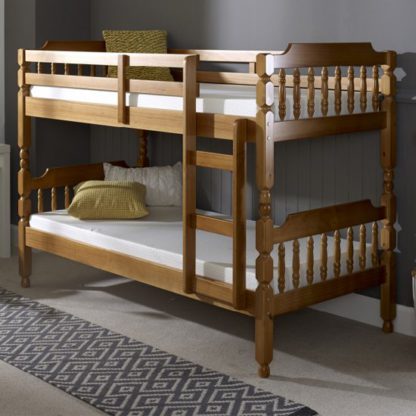 An Image of Colonial Wooden Small Single Bunk Bed In Honey