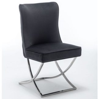 An Image of Baltec Velvet Upholstered Dining Chair In Black
