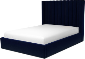 An Image of Cory Double Ottoman Storage Bed, Prussian Blue Cotton Velvet