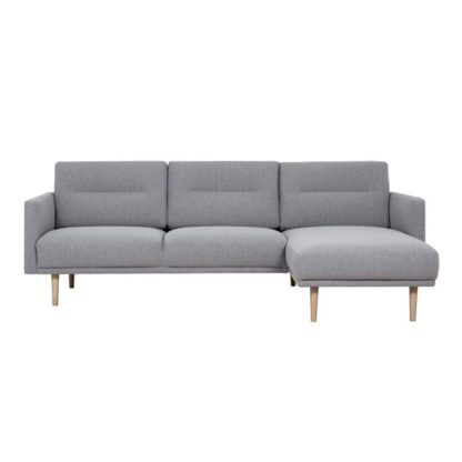 An Image of Nexa Fabric Right Handed Corner Sofa In Soul Grey With Oak Legs