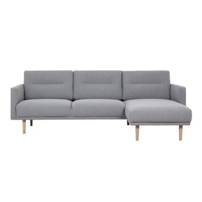 de2837ab160ba00db17223bfaf6ccd84e5c7dd885ce7350dbcc63b9c04efbfac.jpg An Image of Nexa Fabric Right Handed Corner Sofa In Soul Grey With Oak Legs