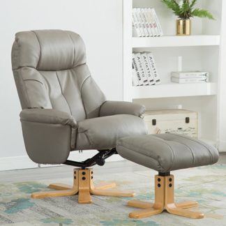An Image of Dox Plush Swivel Recliner Chair And Footstool In Grey