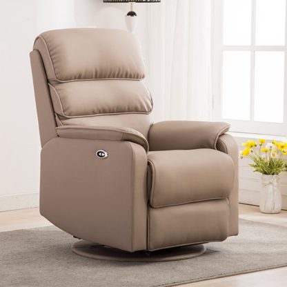 An Image of Vauxhall Plush Electric Riser Recliner Chair In Pebble