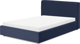 An Image of Bahra King Size Bed with Ottoman Storage, Midnight Blue Corduroy Velvet