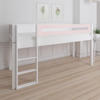An Image of Morden Kids Mid Sleeper Bed With Safety Rail In Light Rose