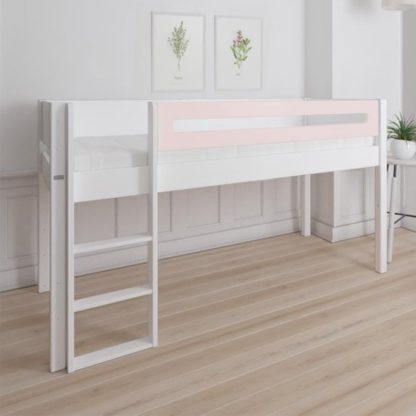 e38f142bc8eaa0669ed8866e6f175fd0c62f5e8a1b687b10447e40655aebff56.jpg An Image of Morden Kids Mid Sleeper Bed With Safety Rail In Light Rose