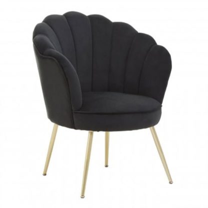 e4524c20537c1598efafabaa8f0286d04ef7fdc5330c8d6e108d268fe9382884.jpg An Image of Ovaley Velvet Scalloped Accent Chair In Black