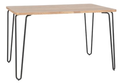 An Image of Habitat Tyler Ash and Black Metal 4-6 Seat Dining Table