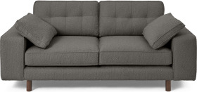 An Image of Content by Terence Conran Tobias 2 Seater Sofa, Charcoal Grey Boucle with Dark Wood Leg