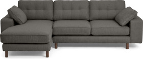 An Image of Content by Terence Conran Tobias Left Hand Facing Chaise End Sofa, Charcoal Grey Boucle with Dark Wood Leg