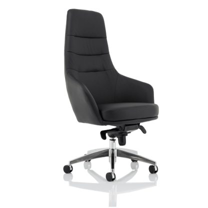 eb5ae4d6e9f33039113051161b04ebc51d48dd967a544a5c3a6a147210d25bbb.png An Image of Agora Office Chair In Black With Fixed Arms And High Back