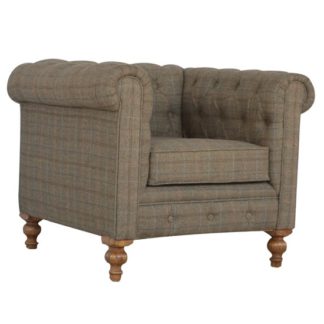 An Image of Trenton Fabric Chesterfield Armchair In Petite Multi Tweed