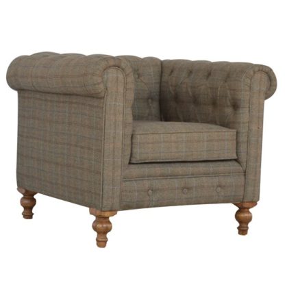 ec31c1fb9b4167e637fcbb8ebb5f0c10e89396246e6179363f9eaf829997aaf9.jpg An Image of Trenton Fabric Chesterfield Armchair In Petite Multi Tweed