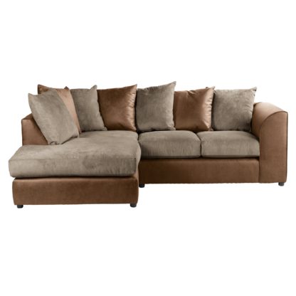 An Image of Blake Fabric Combo Left Hand Corner Sofa Chocolate (Brown)