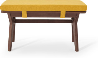 An Image of Jenson End-of-Table Dining Bench, Yellow & Dark Stain Oak