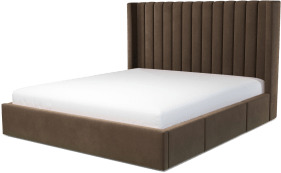 An Image of Cory Super King Size Bed with Storage Drawers, Mushroom Taupe Cotton Velvet