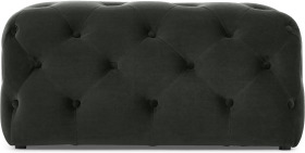 An Image of Hampton Square Pouffe, Anthracite Grey Velvet