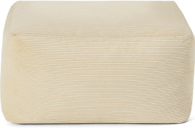 An Image of Loa Square Floor Pouffe, Natural Stone Cord Velvet