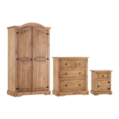 An Image of Corona Trio Bedroom Furniture Set Brown