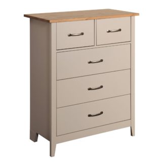 An Image of Norfolk Grey Wide 5 Drawer Chest Grey and Brown
