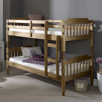 An Image of Colonial Wooden Single Bunk Bed In Waxed Pine