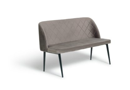 An Image of Habitat Imogen Velvet Dining Bench - Grey