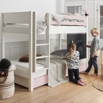 f79574cce5bf69f37725ce4ba49650db3856875431401360027195c969df0f2b.jpg An Image of Morden Kids Wooden Bunk Bed With Safety Rail In Light Rose