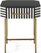 An Image of Noorali Bedside Table, Black & White Resin