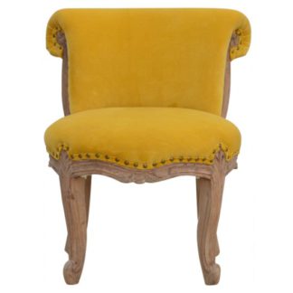 An Image of Cuzco Velvet Accent Chair In Mustard And Sunbleach