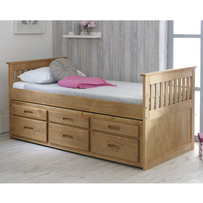 An Image of Captains Wooden Storage Single Bed With Guest Bed In Waxed Pine