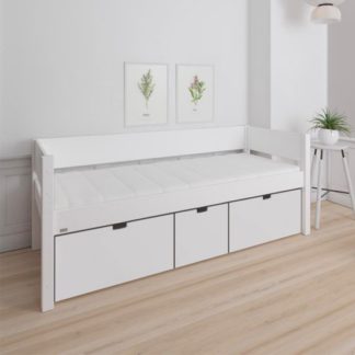 An Image of Morden Kids Wooden Day Bed With 3 Drawers In Snow White
