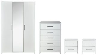 An Image of Habitat Broadway Gloss 4 Piece 3 Door Wardrobe Set -White