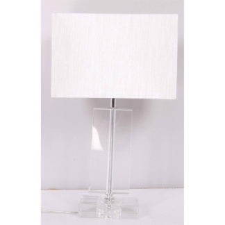 An Image of Olivia Flat Glass Column Table Lamp - Chrome