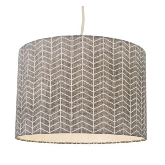 An Image of Hadley Herringbone Geometric Printed Lamp Shade - Grey