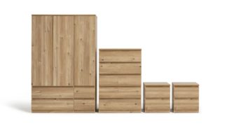 An Image of Habitat Jenson 4 Piece 3 Door Wardrobe Set - Oak Effect