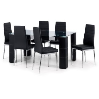An Image of Greenwich Dining Table with 6 Chairs Black
