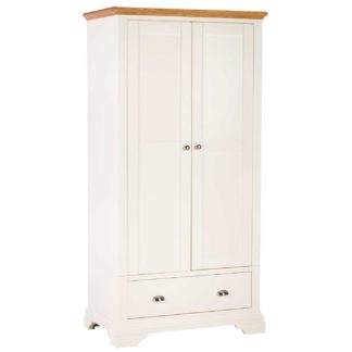 An Image of Carrington Double Wardrobe, Ivory and Oak