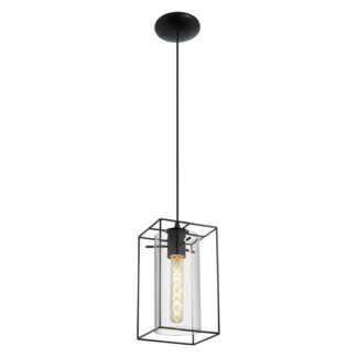 An Image of Eglo Loncino 1 Light Pendant Light - Black