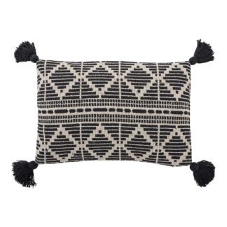 An Image of Black and White Tassle Cushion