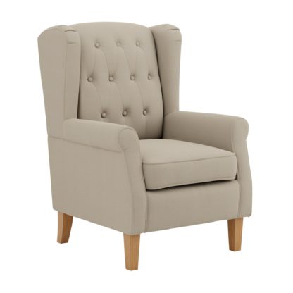 0d15334f837377eded33ad655a050b983871530788f31a14f47b6b5fb4e97099.jpg An Image of Oswald Button Back Faux Wool Armchair Grey