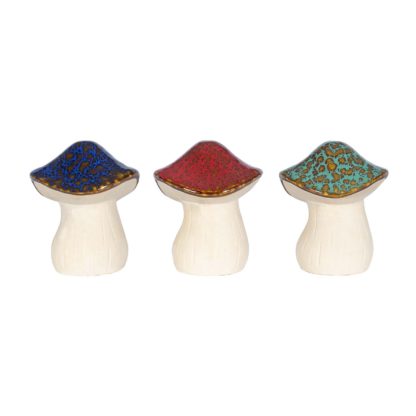 An Image of Ceramic Mushrooms Garden Ornament - 16cm